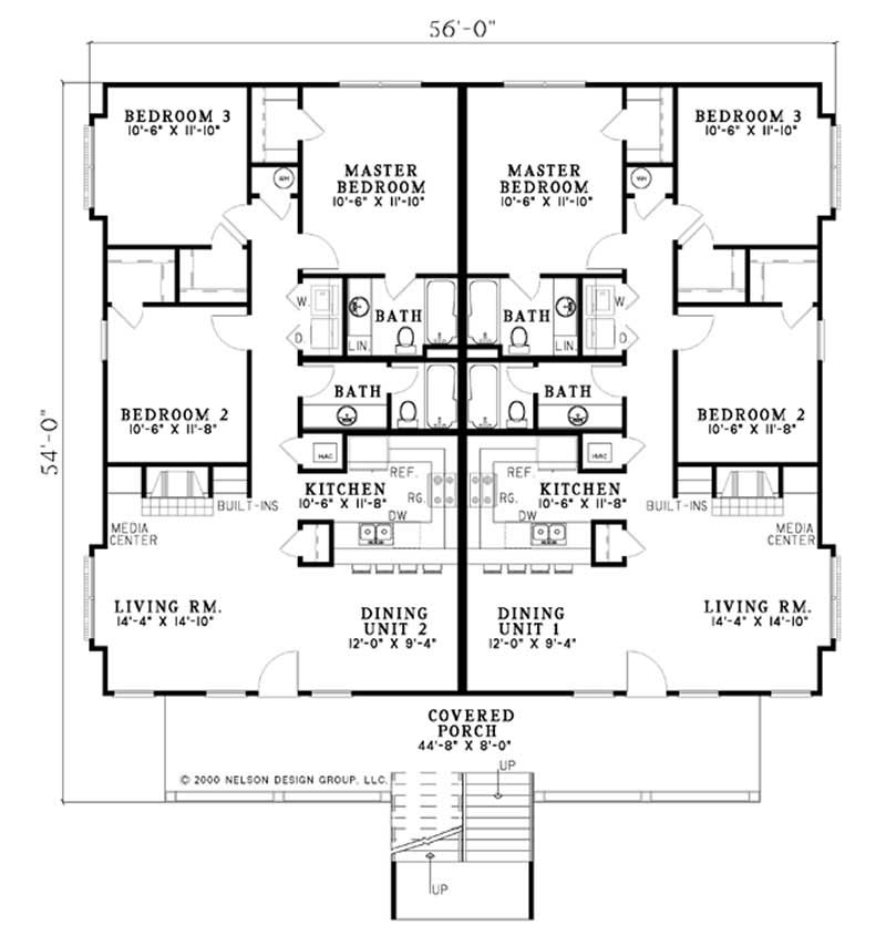 Floor Plan First Story of Multi-Unit Plan #153-1668