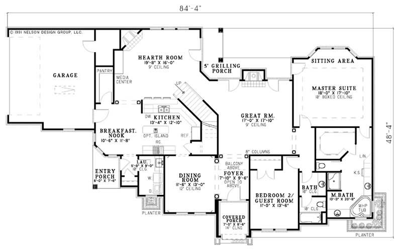 Floor Plan First Story of European Plan #153-1671