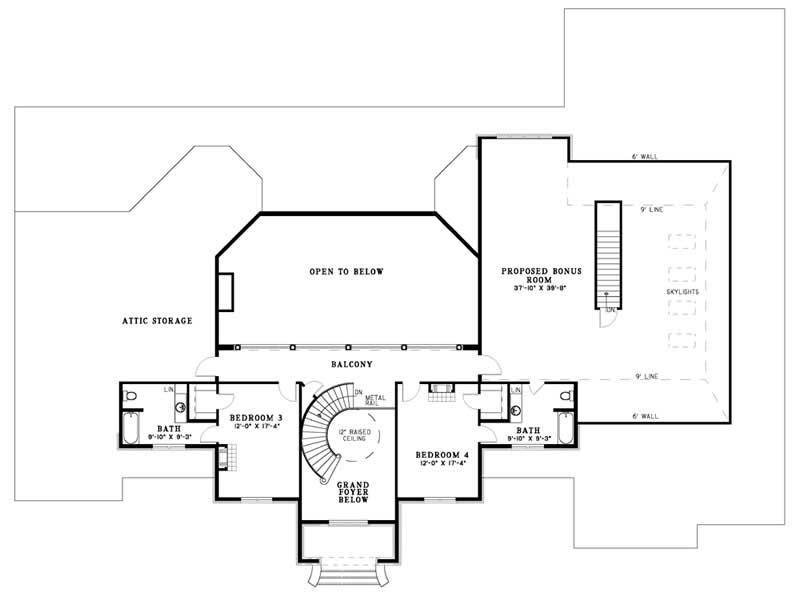 Floor Plan Second Story of European Plan #153-1672