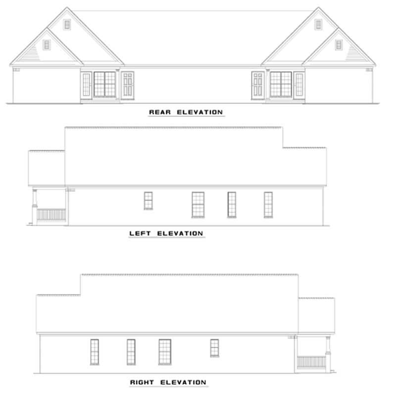 Home Plan Rear Elevation of this 6-Bedroom,1442 Sq Ft Plan -153-1674