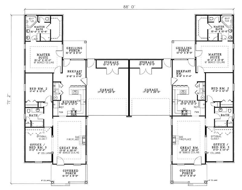 Floor Plan First Story of Multi-Unit Plan #153-1674