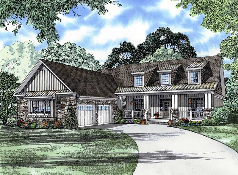 Front elevation of Contemporary home (ThePlanCollection: House Plan #153-1677)