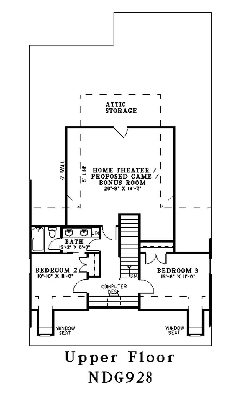 Floor Plan Second Story of Contemporary Plan #153-1678