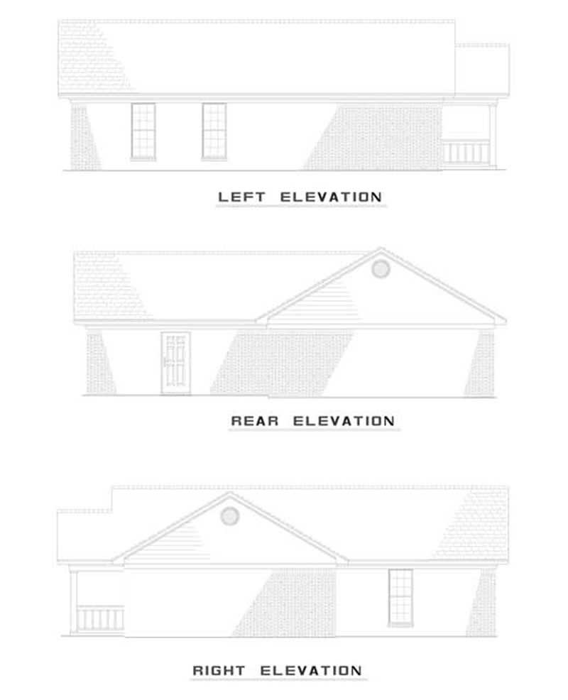 Home Plan Rear Elevation of this 3-Bedroom,1023 Sq Ft Plan -153-1679