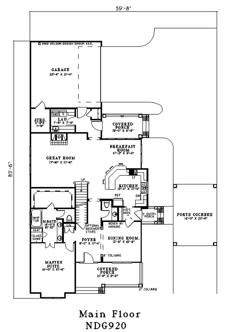 Floor Plan First Story of Colonial Plan #153-1688