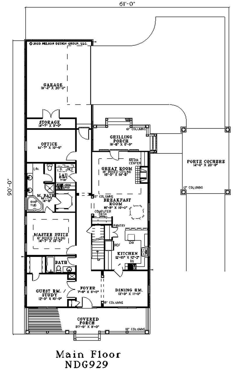 Floor Plan First Story of Colonial Plan #153-1689