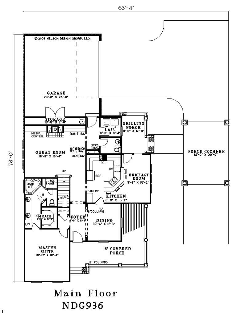 Floor Plan First Story of Colonial Plan #153-1692