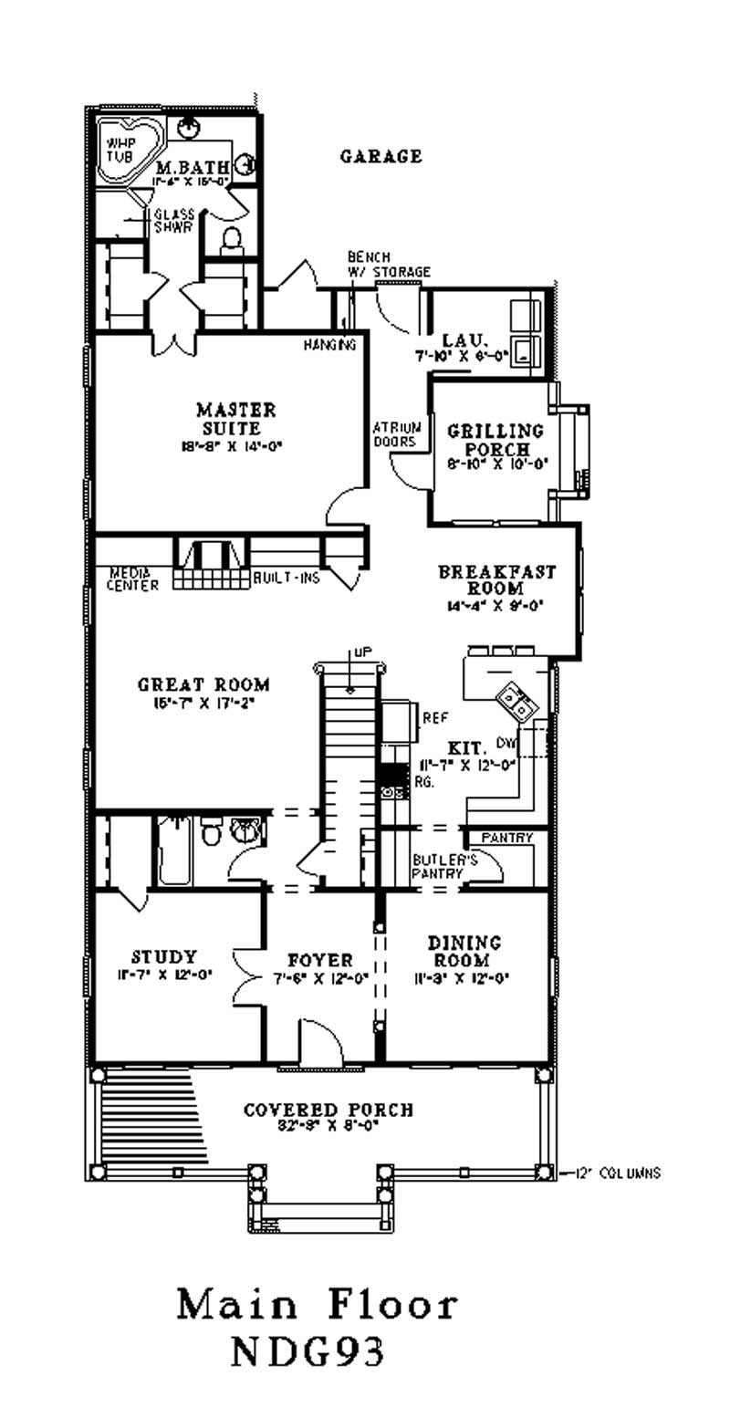 Floor Plan First Story of Colonial Plan #153-1693