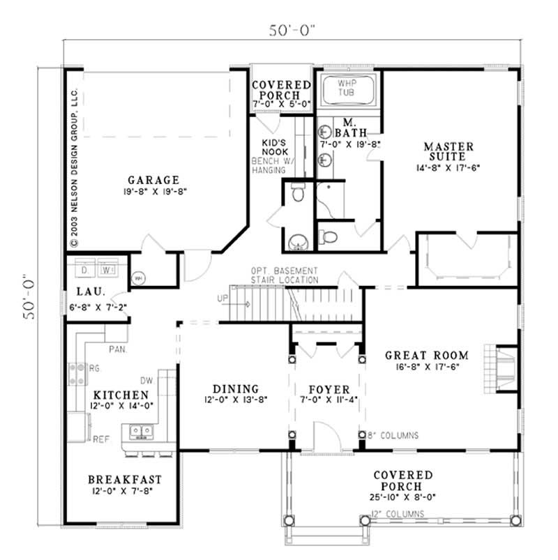 Floor Plan First Story of Country Plan #153-1694