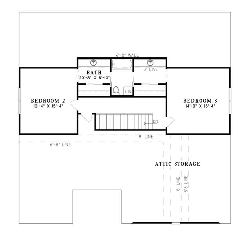 Floor Plan Second Story of Country Plan #153-1694