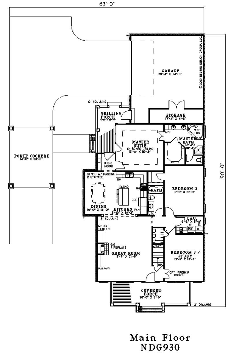 Floor Plan First Story of Colonial Plan #153-1695