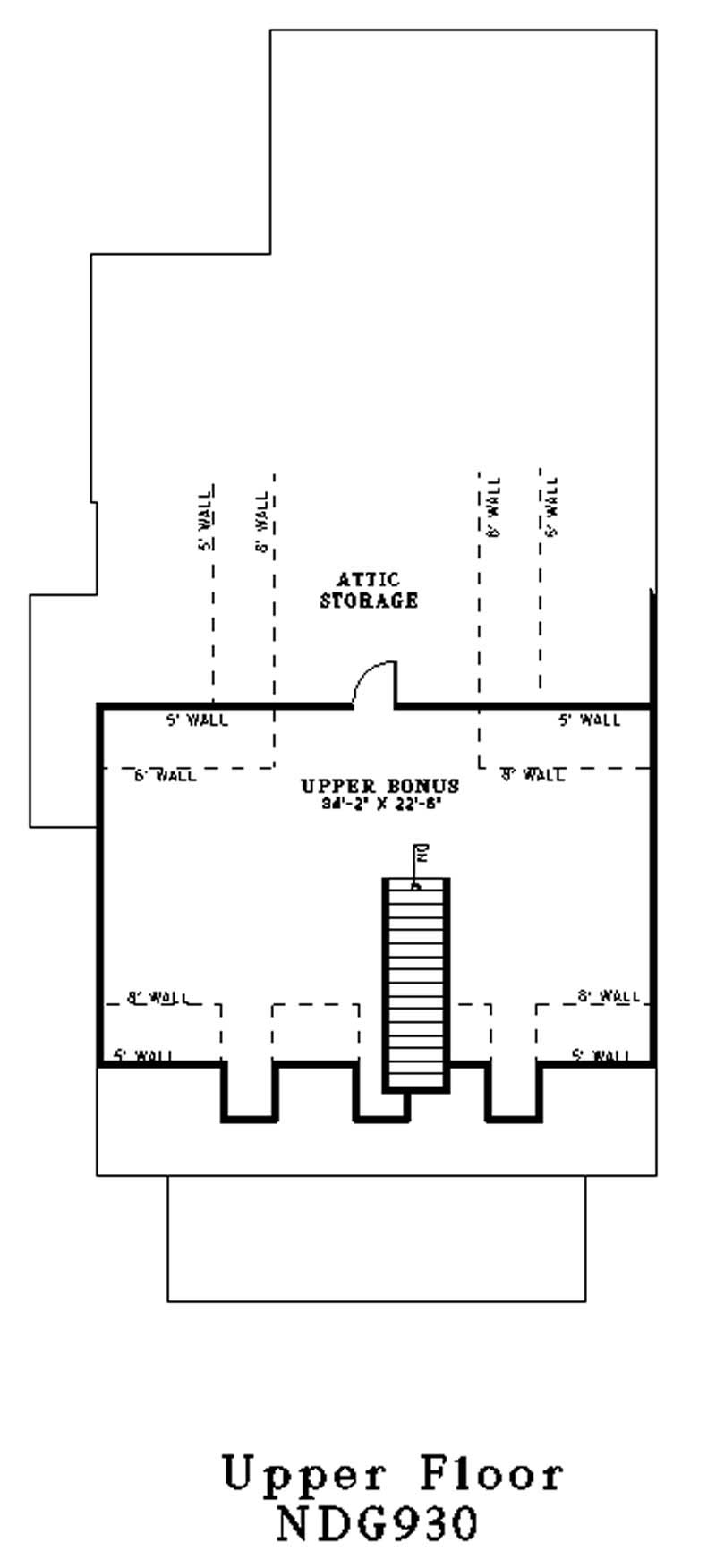 Floor Plan Second Story of Colonial Plan #153-1695