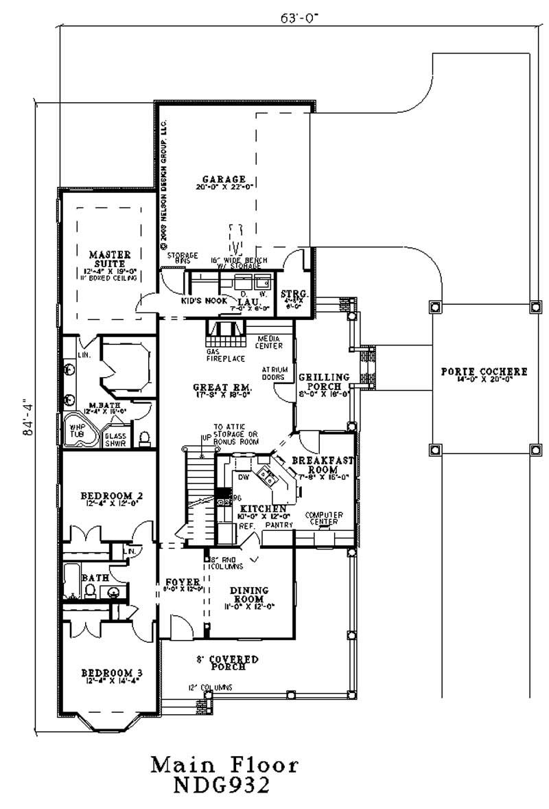 Floor Plan First Story of Colonial Plan #153-1697