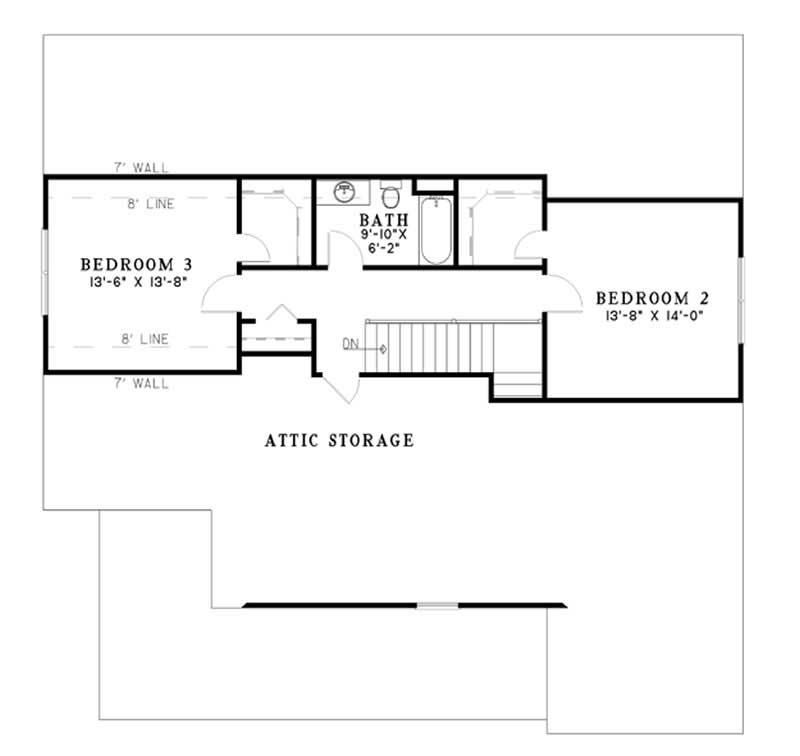 Floor Plan Second Story of Country Plan #153-1698