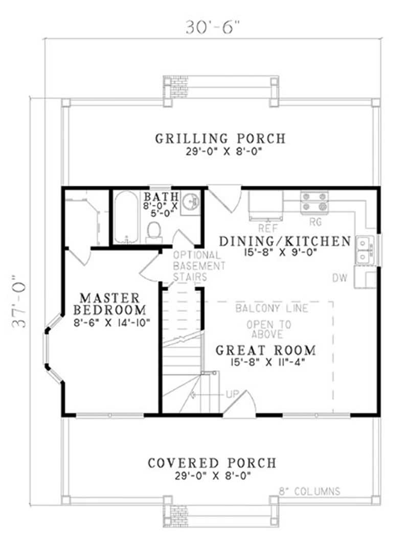 Floor Plan First Story of Multi-Level Plan #153-1702