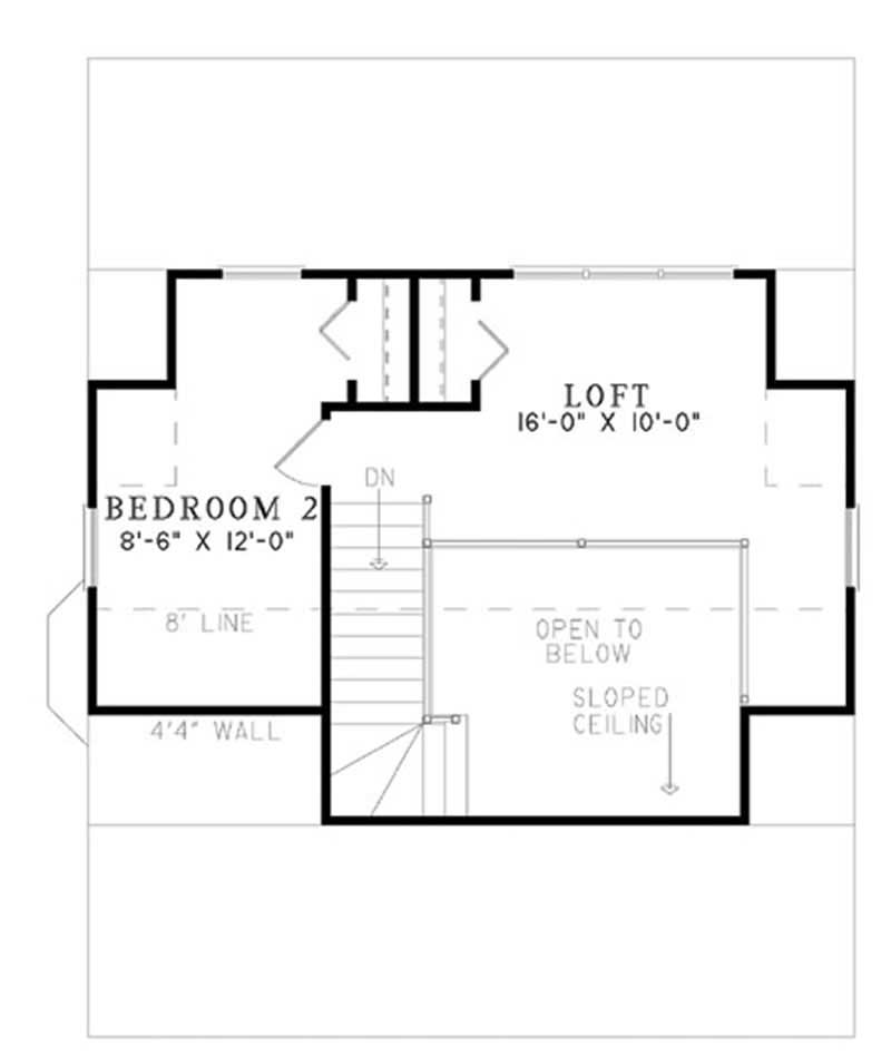 Floor Plan Second Story of Multi-Level Plan #153-1702