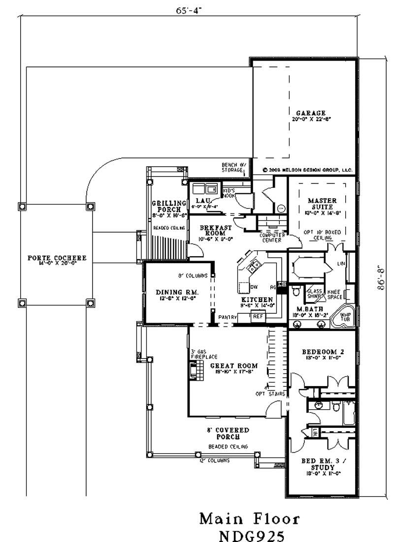 Floor Plan First Story of Colonial Plan #153-1703