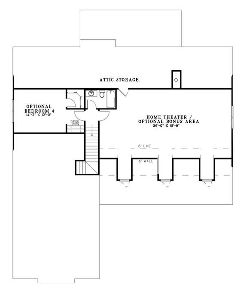 Floor Plan Second Story of Country Plan #153-1705