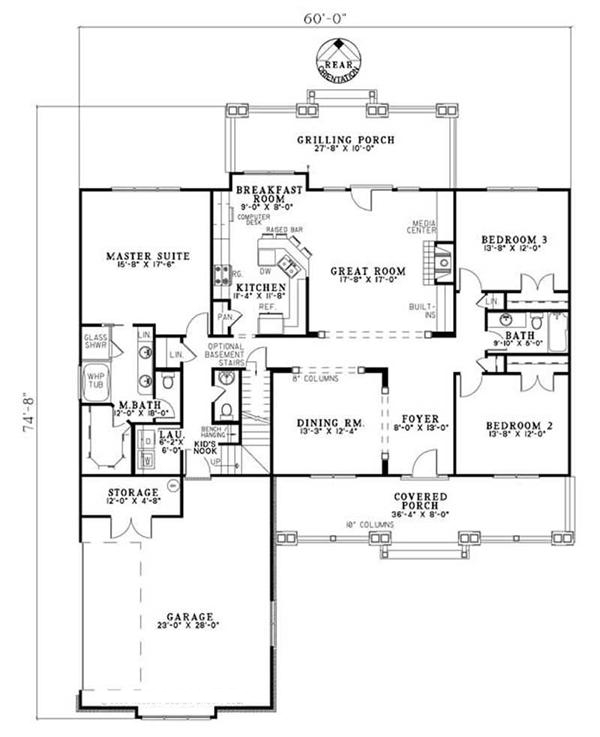 Floor Plan First Story of Country Plan #153-1705