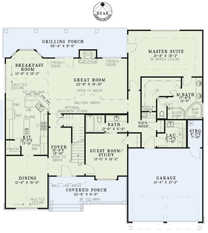 Floor Plan First Story of Country Plan #153-1706