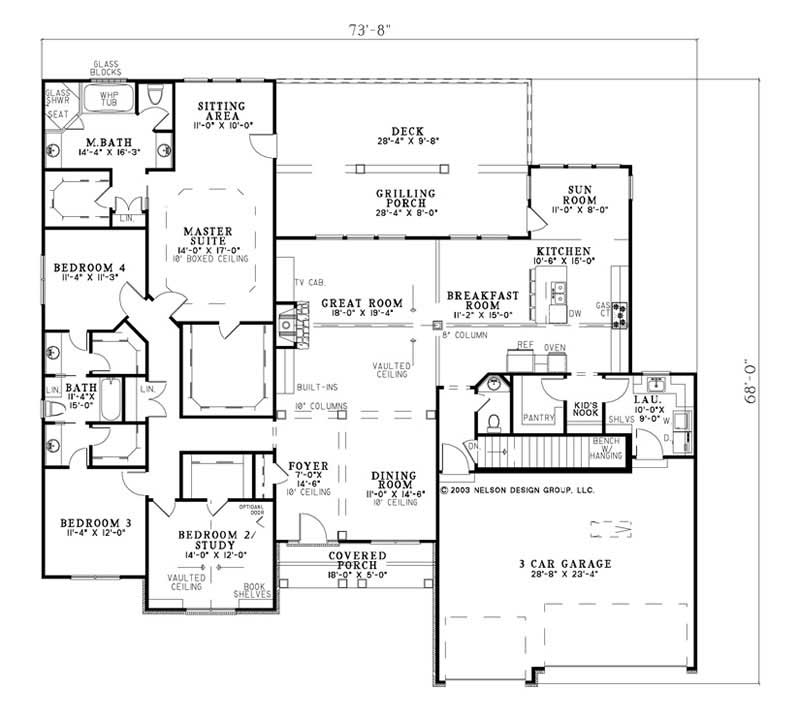 Floor Plan First Story of Country Plan #153-1712