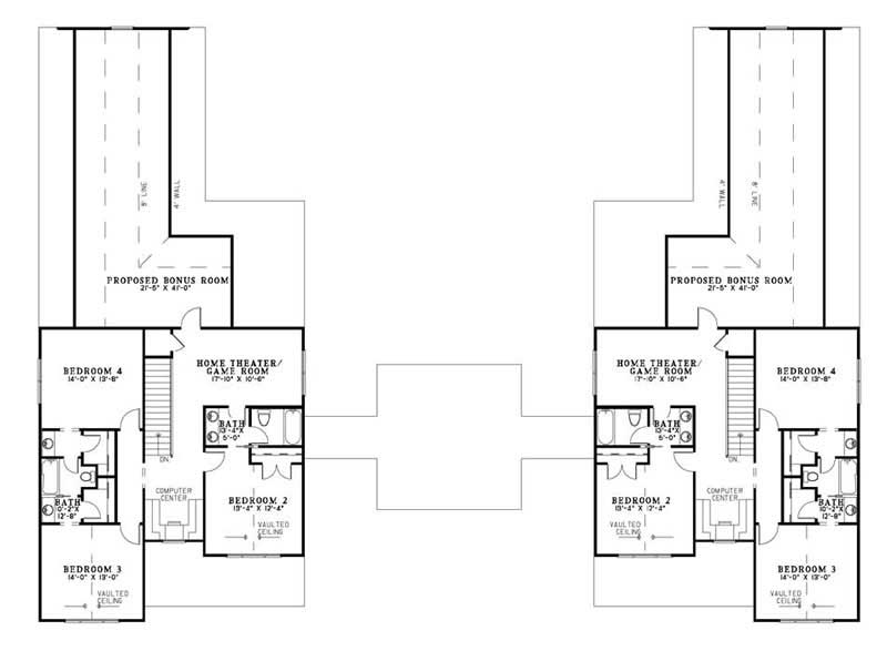 Floor Plan Second Story of Country Plan #153-1713