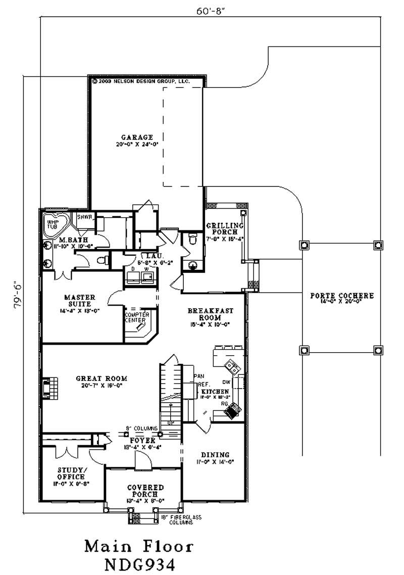 Floor Plan First Story of Colonial Plan #153-1714