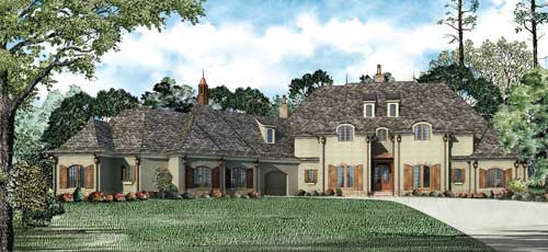 This is a colored rendering of these Luxury Houseplans.