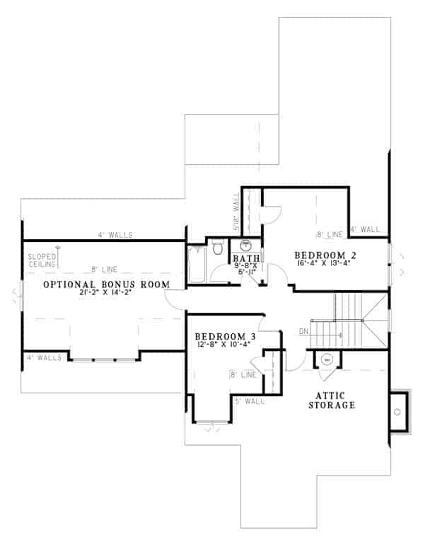 Floor Plan Upper Level of Log Cabin Plan #153-1720