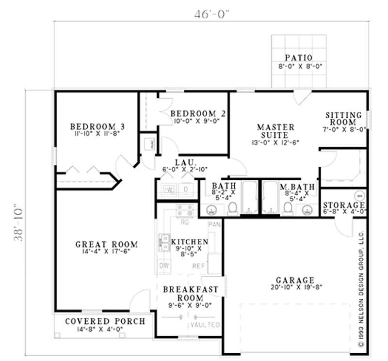 Floor Plan First Story of Small House Plans #153-1721