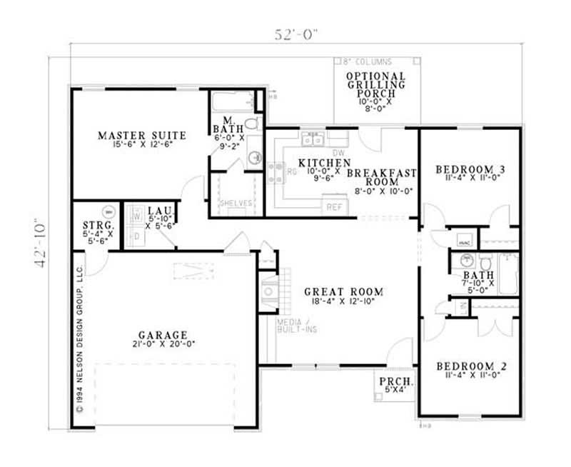 Floor Plan First Story of Ranch Plan #153-1725