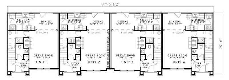 Floor Plan First Story of Multi-Unit Plan #153-1727