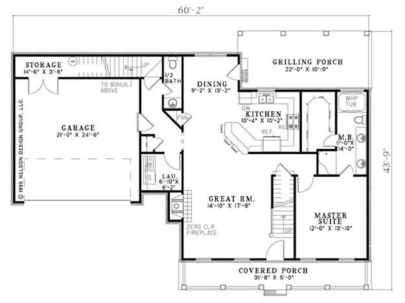Floor Plan First Story of Cape Cod Plan #153-1730