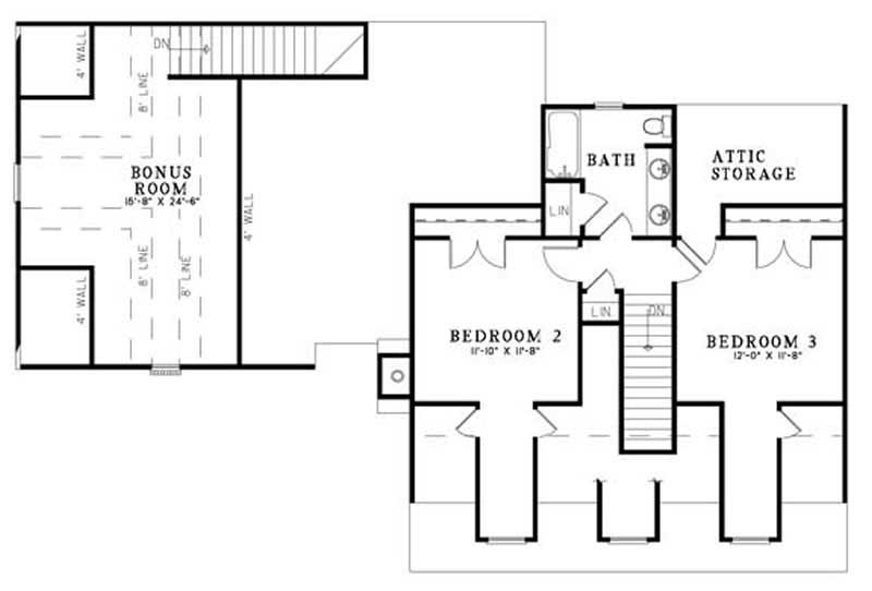 Floor Plan Second Story of Cape Cod Plan #153-1730