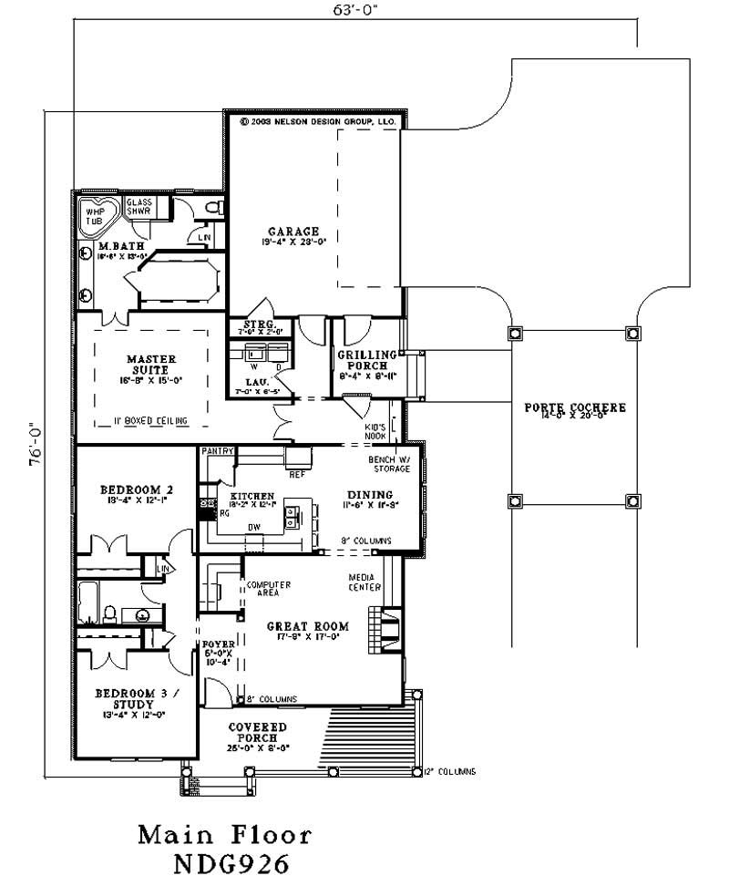 Floor Plan First Story of Colonial Plan #153-1733