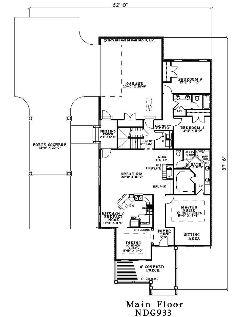 Floor Plan First Story of Colonial Plan #153-1735