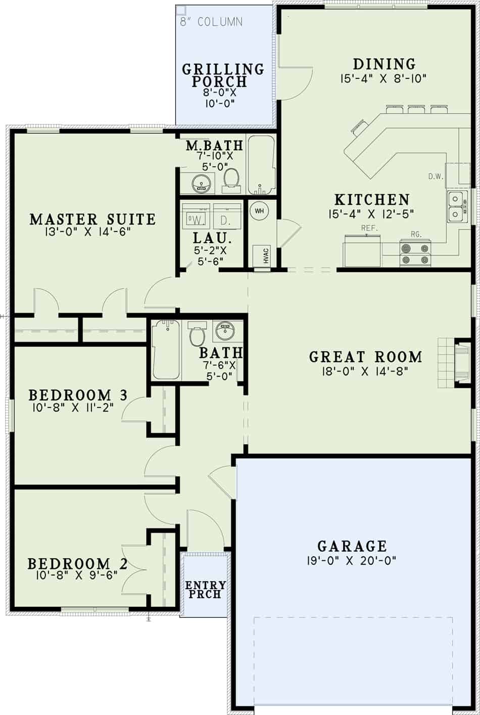 Main Level of Ranch Plan #153-1736