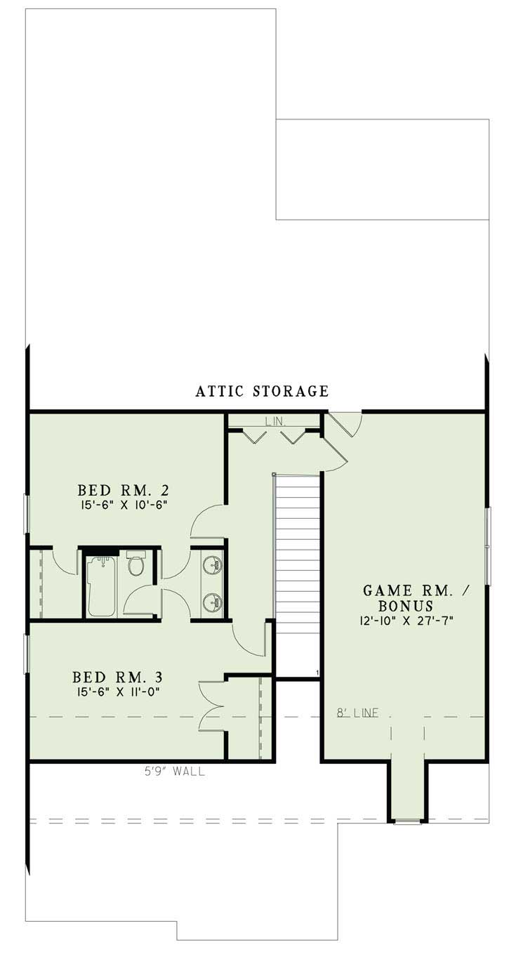 Floor Plan Second Story of Country Plan #153-1737