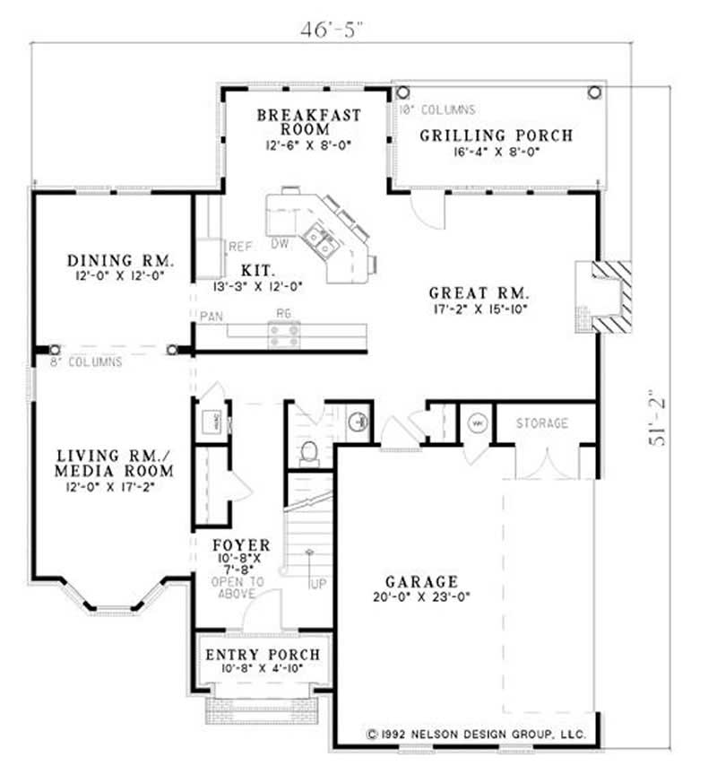 Floor Plan First Story of European Plan #153-1738