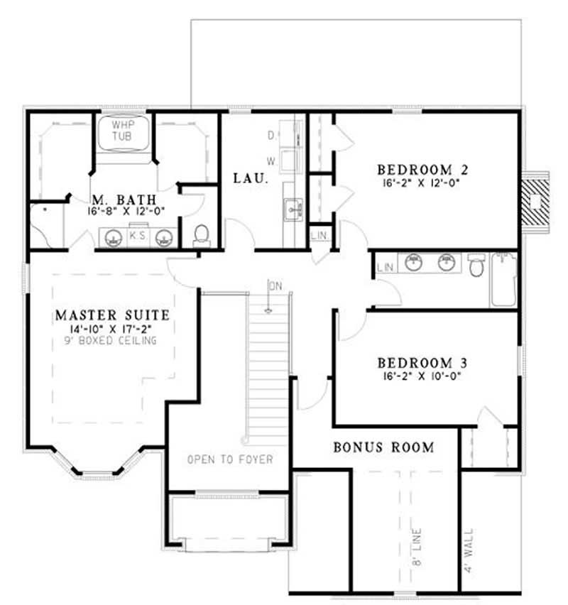 Floor Plan Second Story of European Plan #153-1738