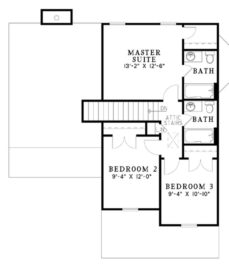 Floor Plan Second Story of Multi-Level Plan #153-1740