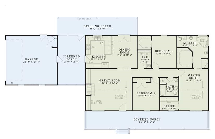 Floor Plan First Story of Country Plan #153-1744