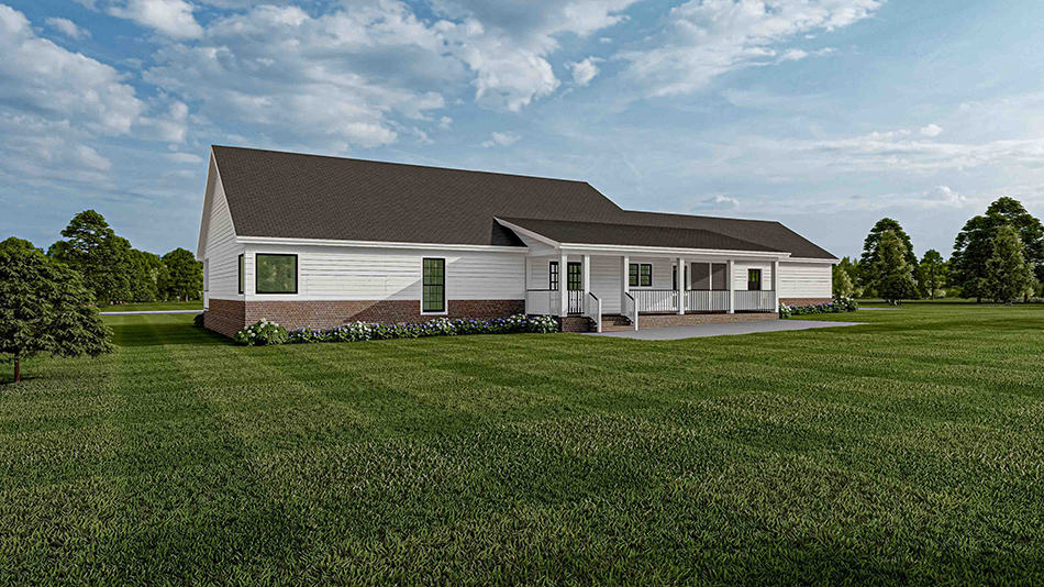 Rear View of this 3-Bedroom, 1800 Sq Ft Plan - 153-1744