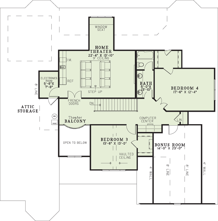 Floor Plan Second Story of Contemporary Plan #153-1746