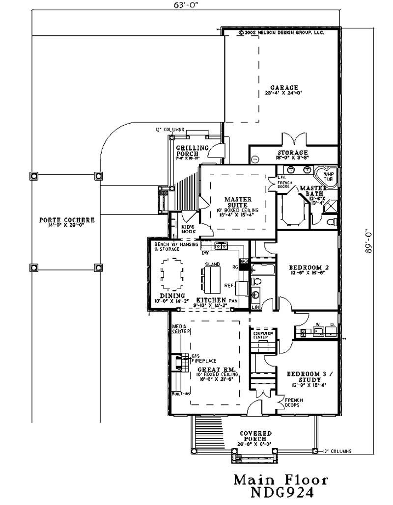 Floor Plan First Story of Colonial Plan #153-1748