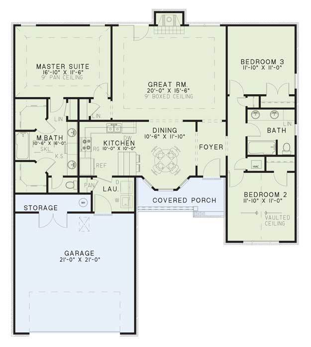 Floor Plan First Story of Country Plan #153-1749