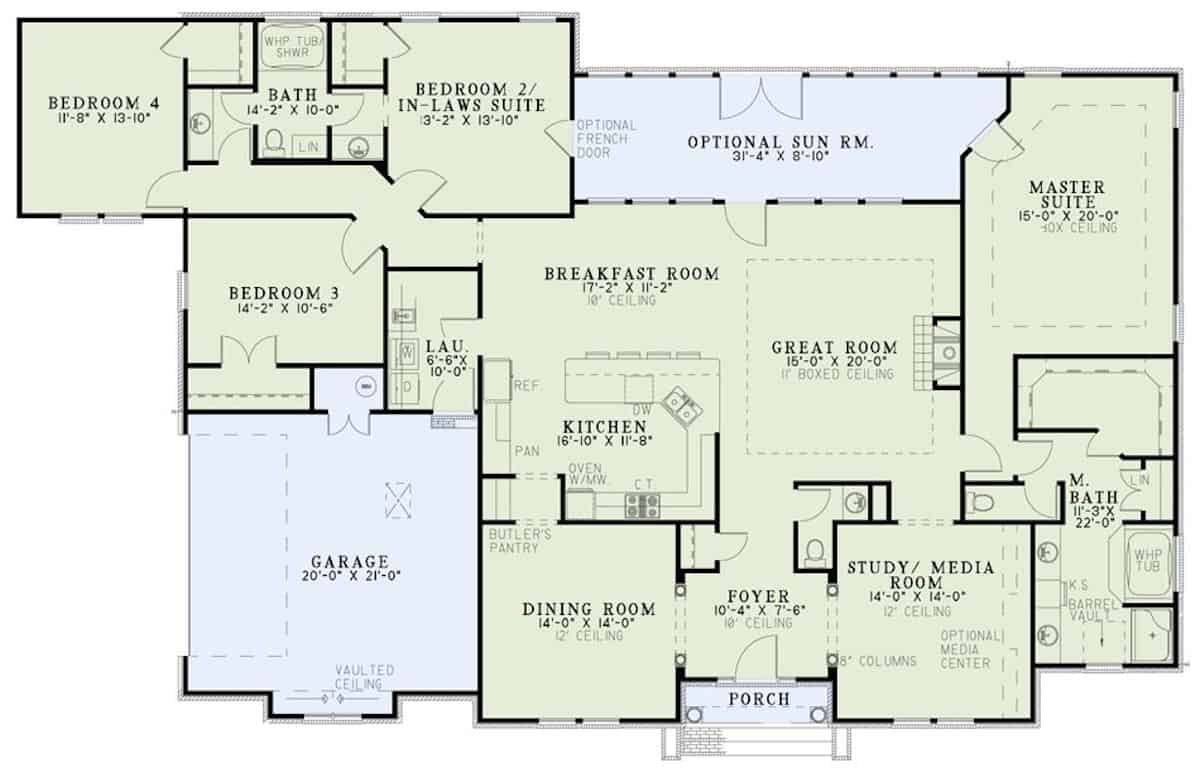Main Level of Traditional Plan #153-1751