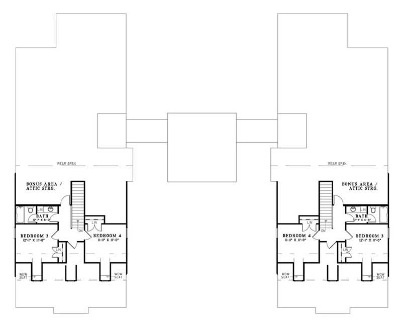 Floor Plan Second Story of Cape Cod Plan #153-1753