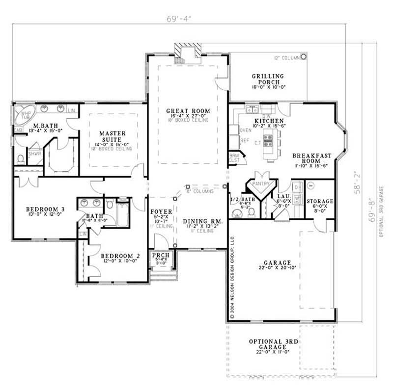 Floor Plan First Story of European Plan #153-1756