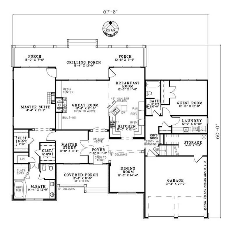 Floor Plan First Story of Craftsman Plan #153-1757
